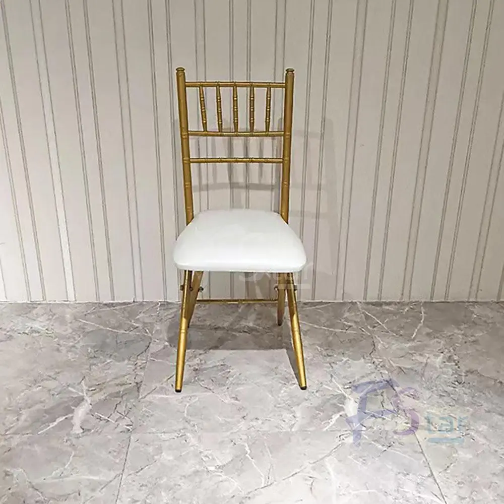 Foshan Furniture Stacking Wedding Party Chair Metal Gold High Stool Tiffany Chiavari Bar Chair