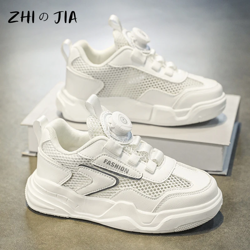 Summer Children's Rotating Buckle Mesh Breathable Sports Shoes Fashion Casual Shoes Outdoor Lightweight Running Footwear 31-38