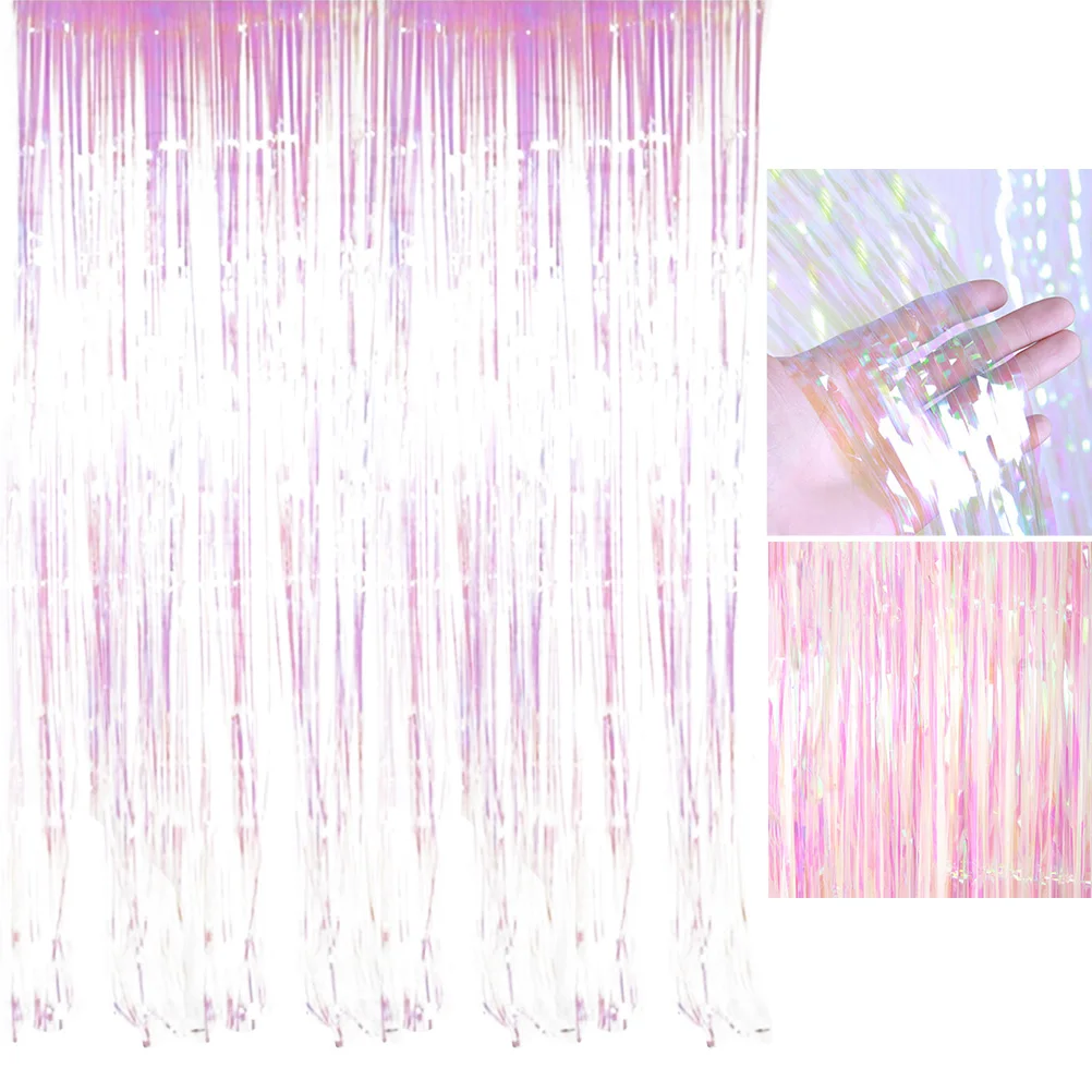 

1X2M Foil Curtains Metallic Fringe Backdrop Shiny Tinsel Curtain For Wedding Birthday Party Christmas Door Decoration Reusable
