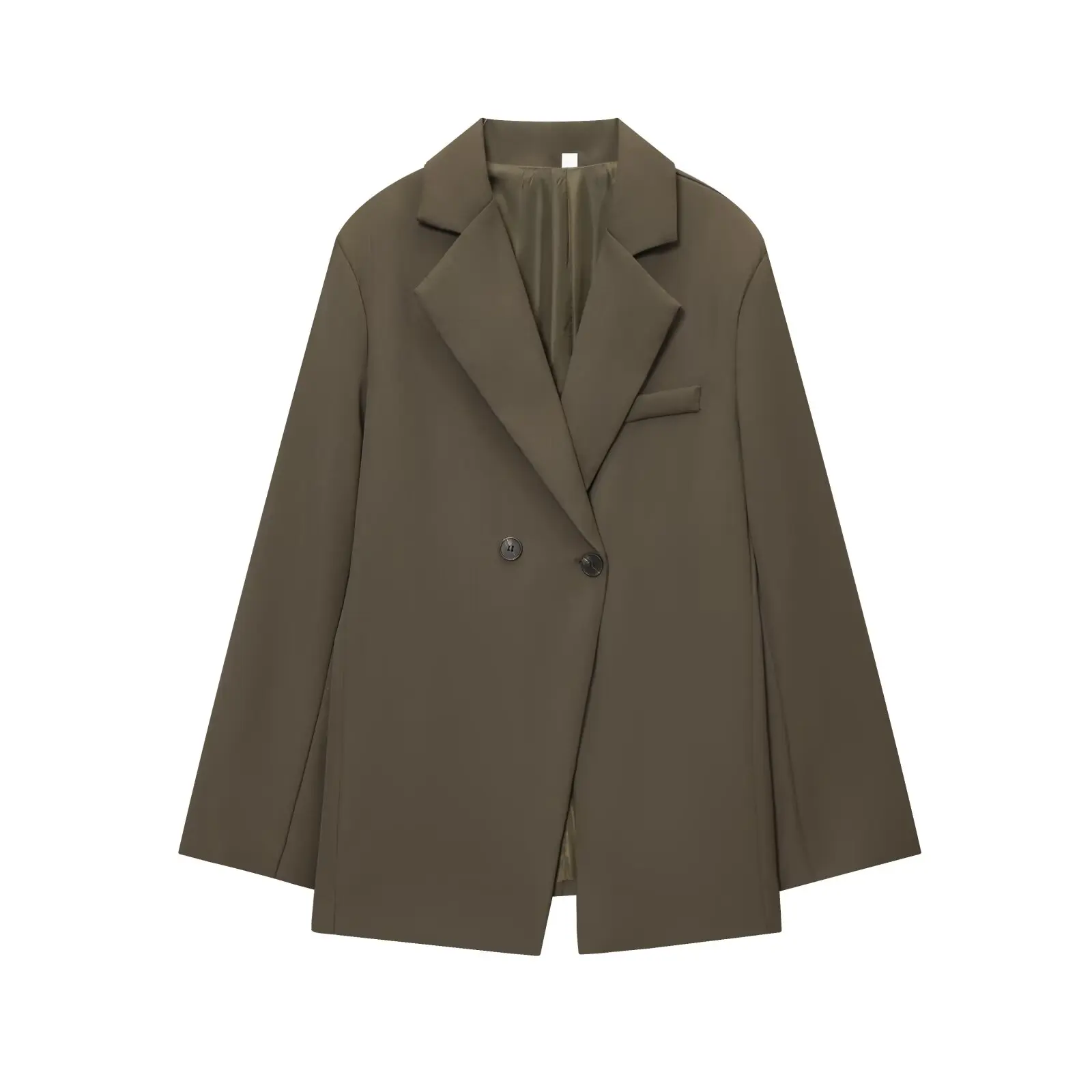 

HH Women New Fashion Double Breasted Long Sleeve Hem Slit Blazer Female Simple Commuter Versatile Casual Waist Slim Lapel Jacket