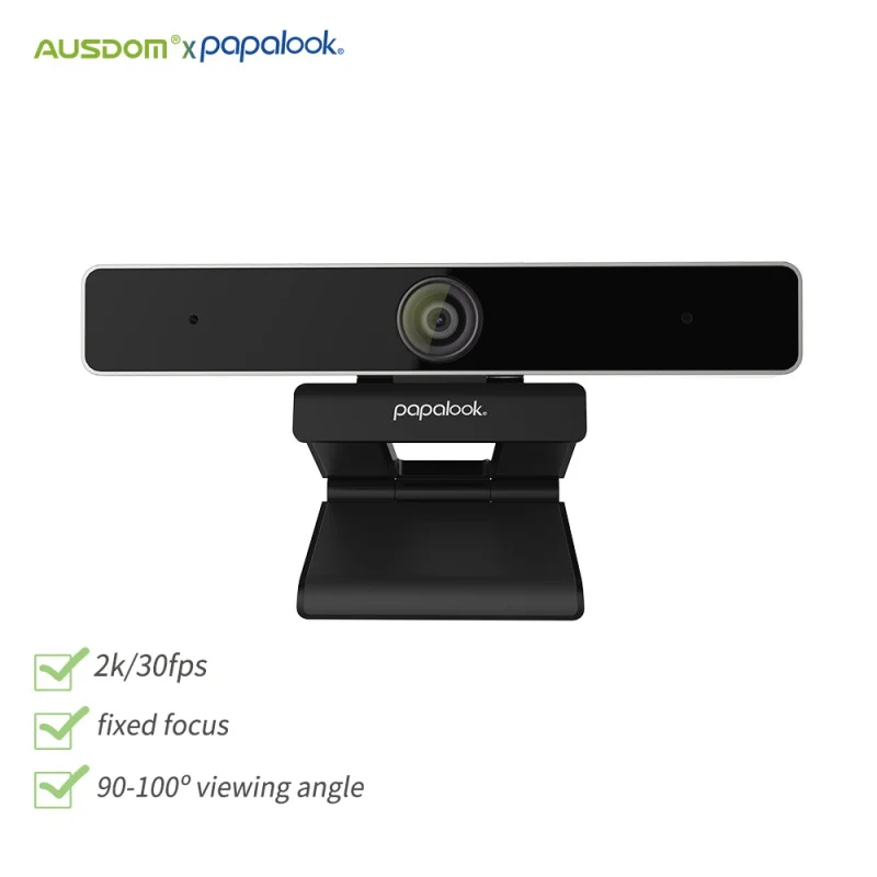 PAPALOOK PA920 WebcamHD 2K 30FPS Fixed Focus Web Camera  With Digital Zoom Button, Privacy Cover and Tripod For PC