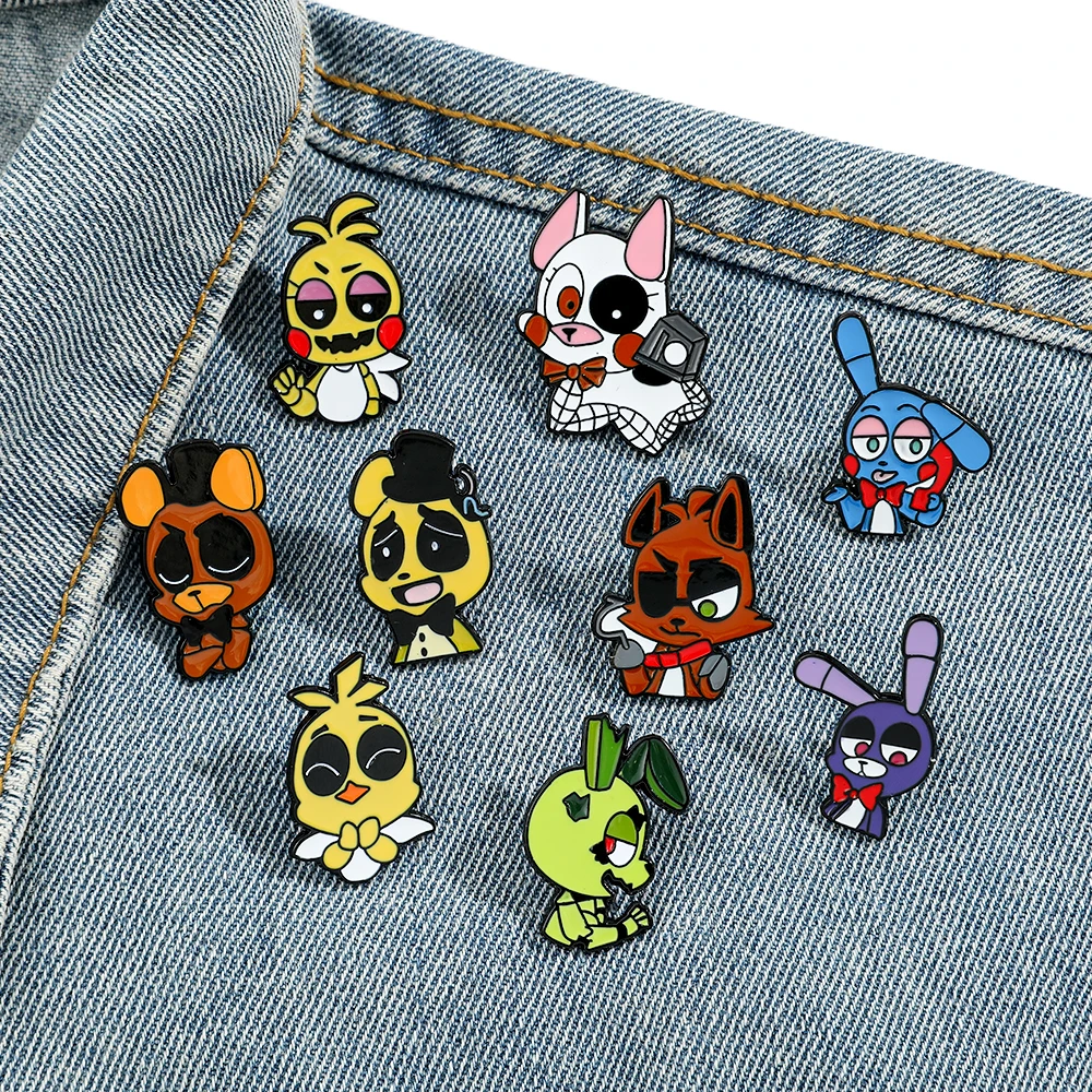 Five Nights At Freddys Figures Enamel Pins Foxy Bonnie Brooches Game FNAF Brooch Badges for Backpack Fashion Jewelry Accessories