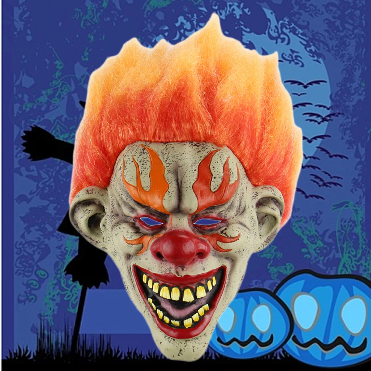 Halloween Cosplay Creepy Terrifying Toothy Flame Clown