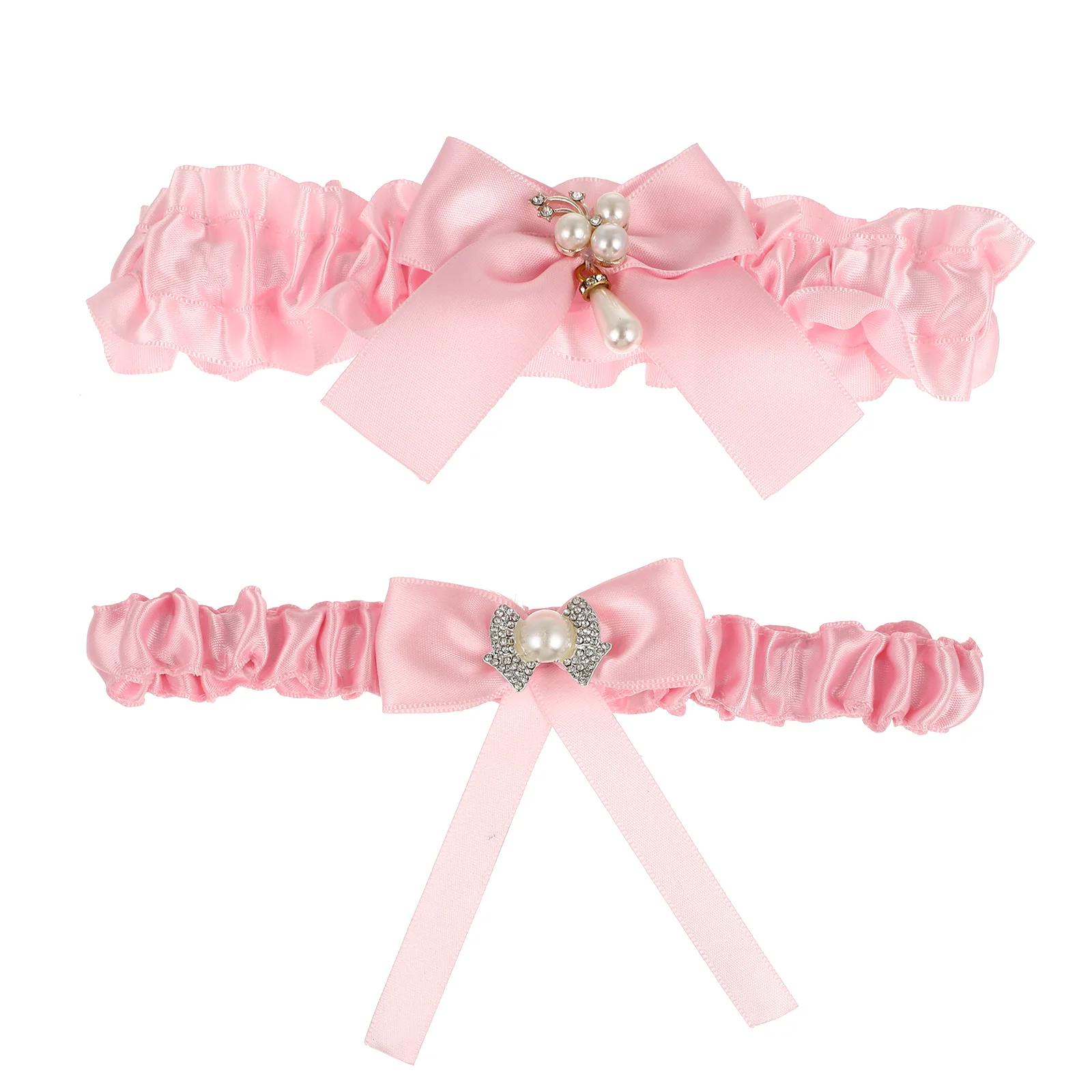 2 Pcs Women's Belts Garters for Bride Leg Ring Wedding Day Bridal Dress Accessories 17X35CM Pink Bridesmaid