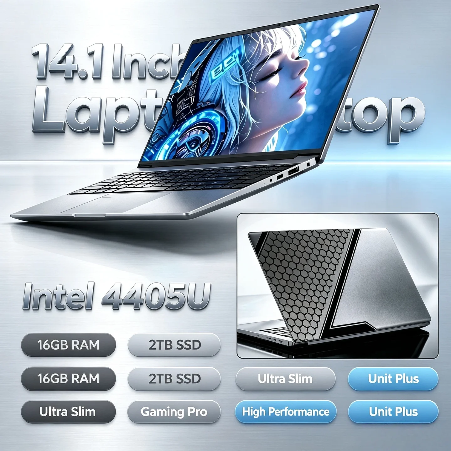 Pentium 4405U 14.1 Inch Laptop 2C4T 2.1GHz 16GB 2TB SSD 1920x1080 Ultra Slim Gaming Office Study Pro Max Unit