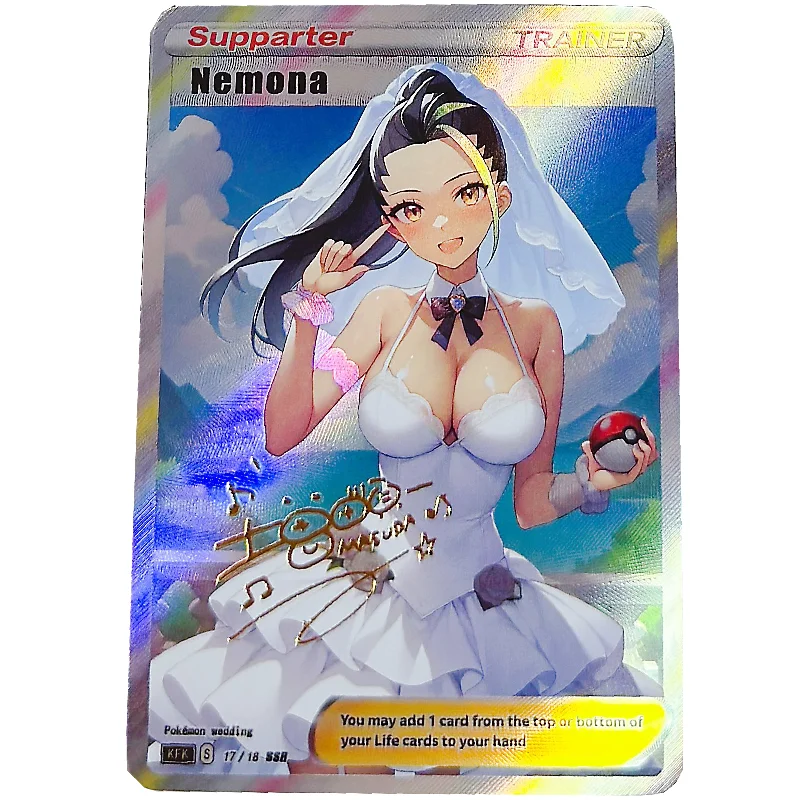 9Pcs/Set Pokemon Cards Misty Dawn Sonia Nessa Mallow Miriam Series Self Made Anime Game Characters Collection DIY Flash Card Toy