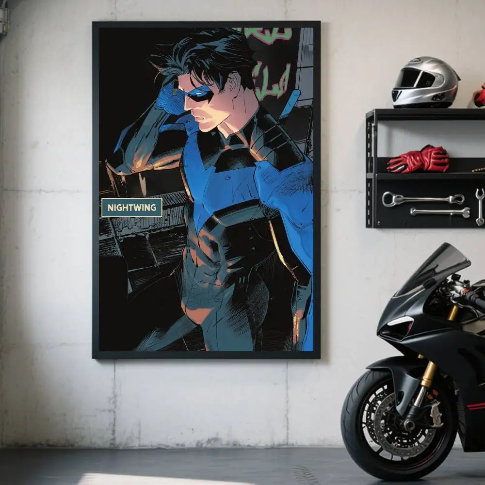 1 Stück Justice League Charakter Nightwing Poster, selbstklebender Kunst-Aufkleber aus wasserfestem Papier, Kaffeehaus, Bar, Zimmer, Wanddekoration – Detail 10