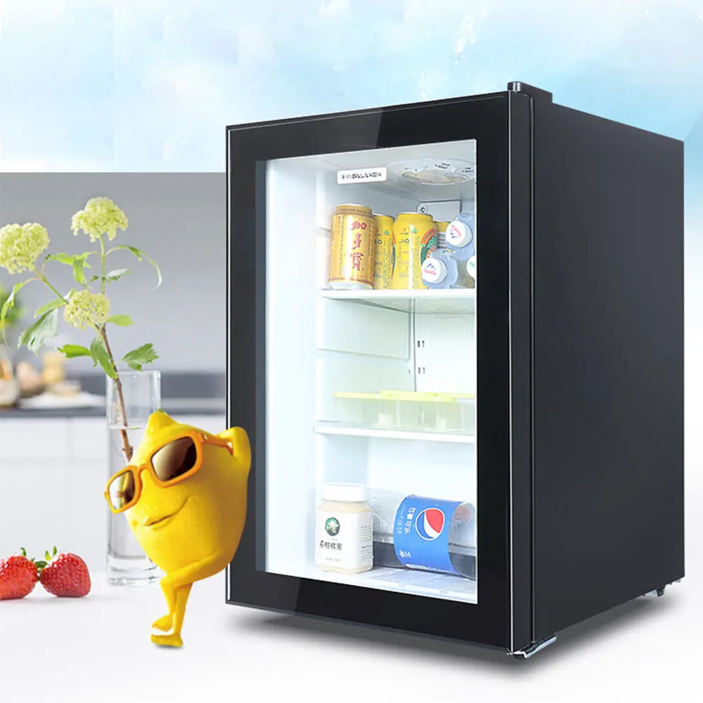 220V 30L Hotel Room Small Refrigerator Mini Transparent Freestanding Display Freezer Mute Mini Fridge 6-18 Celsius