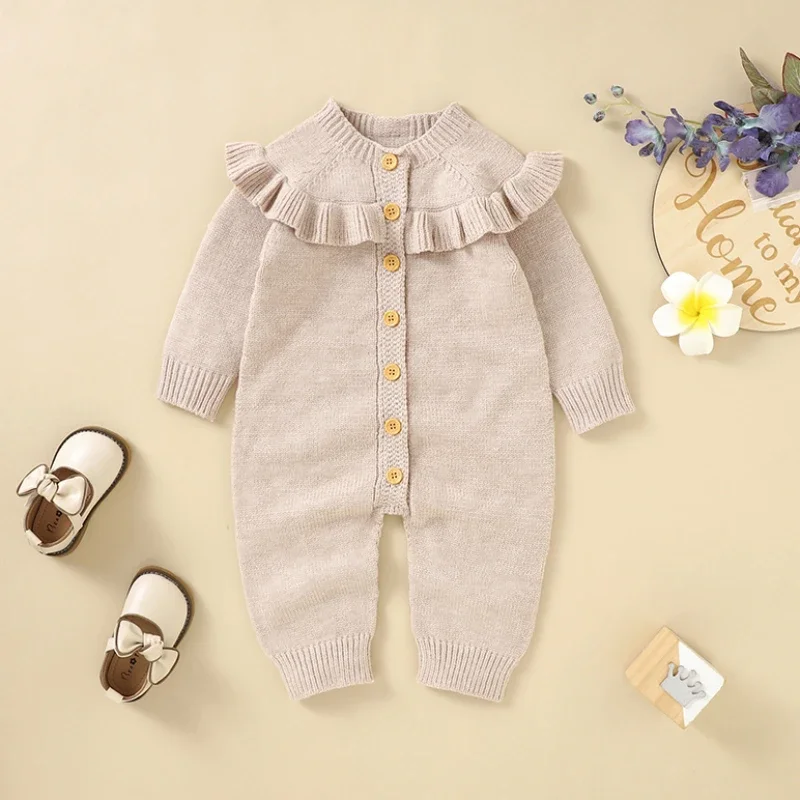 One Piece Autumn Winter Infant Boy Girl Outfits Children Overalls Baby Rompers Long Sleeve Newborn Netural Solid Color Jumpsuits