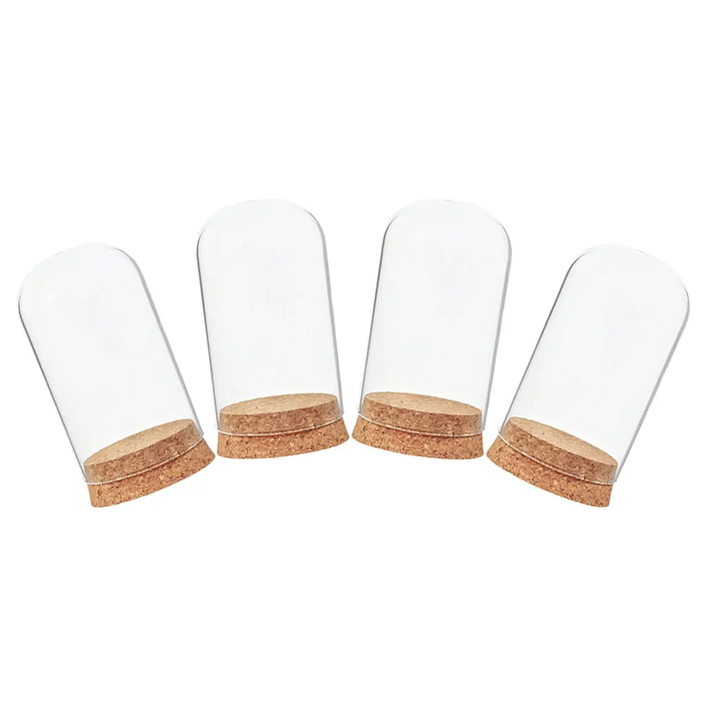 

4 Pcs Glass Rose Cover Clear Creative Decorative Cloche Dome Display Bottle for Preserved Flower Craft Desktop Home