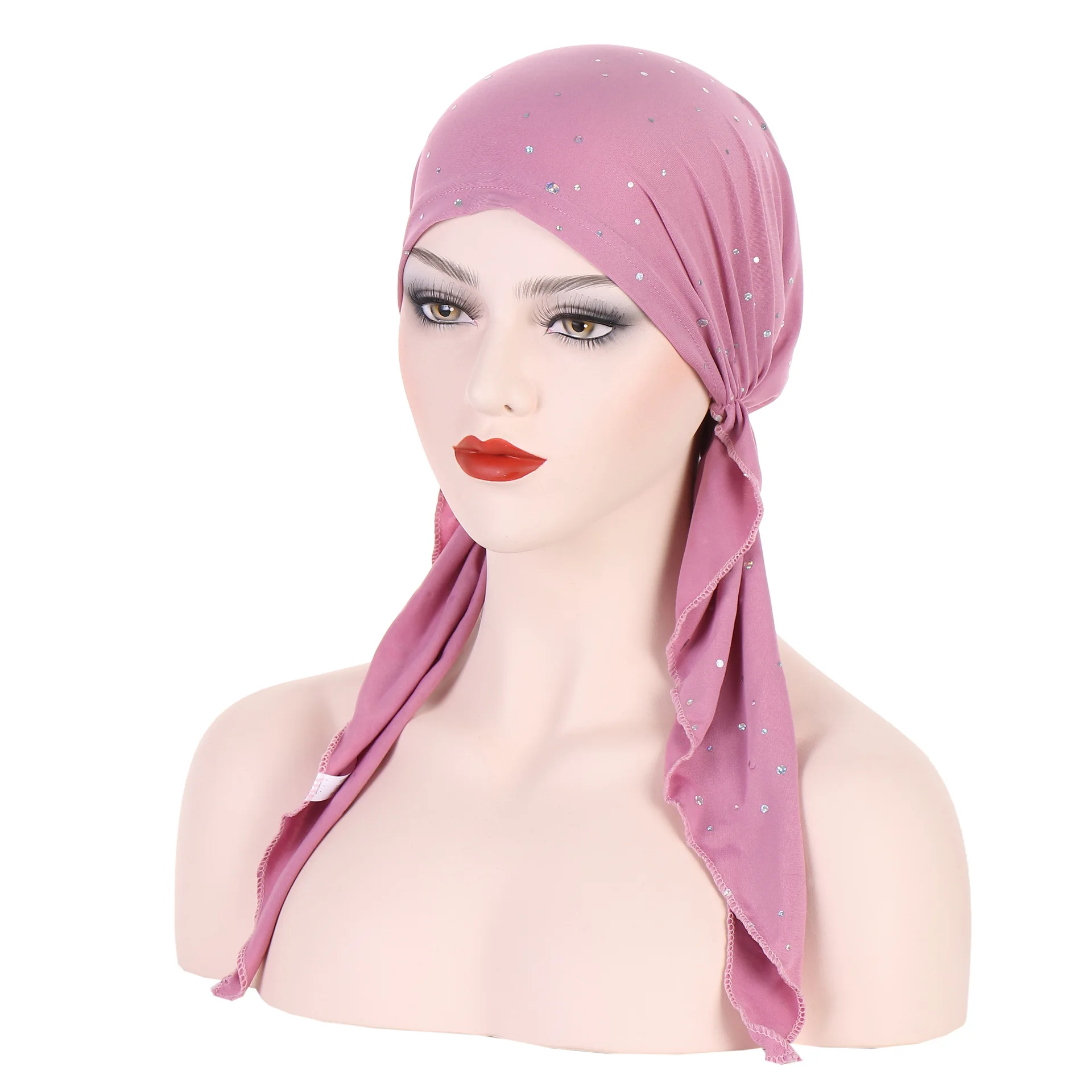 Muslim Pre-Tied Cap Scarf Women Turban Hat Chemo Cap Hair Loss Scarf Turban Head Wrap Cover Bonnet Beanies Skullies Headscarf