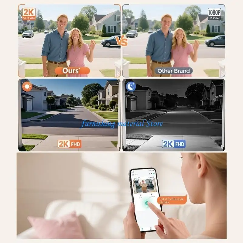 

Y5GD Wireless Video Doorbell with Chimes 2 way Sound Doorbell Motion Detection Doorbell Home Security Camera System