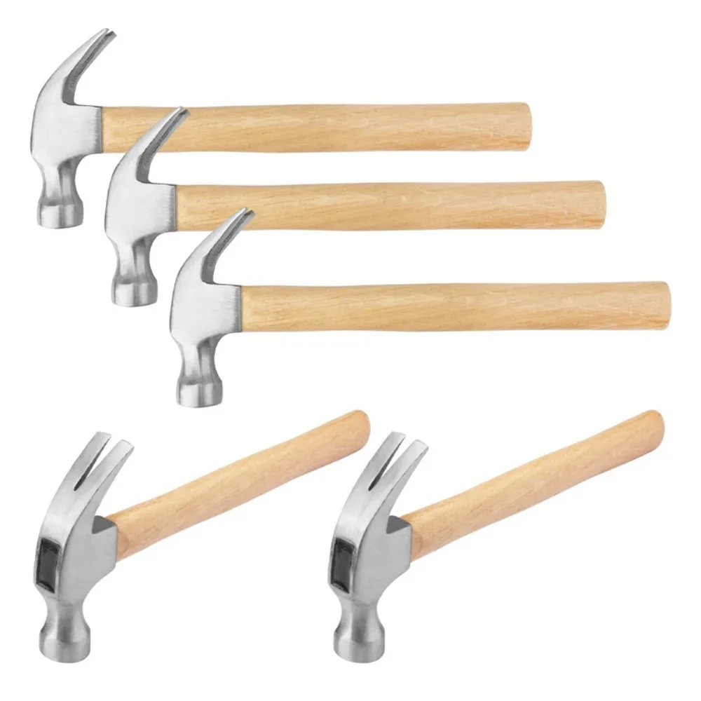 12/13 Inch Multi-functional Woodworking Claw Hammer, Carbon Steel Hammer with Split Wooden Handle, Universal Household Tool