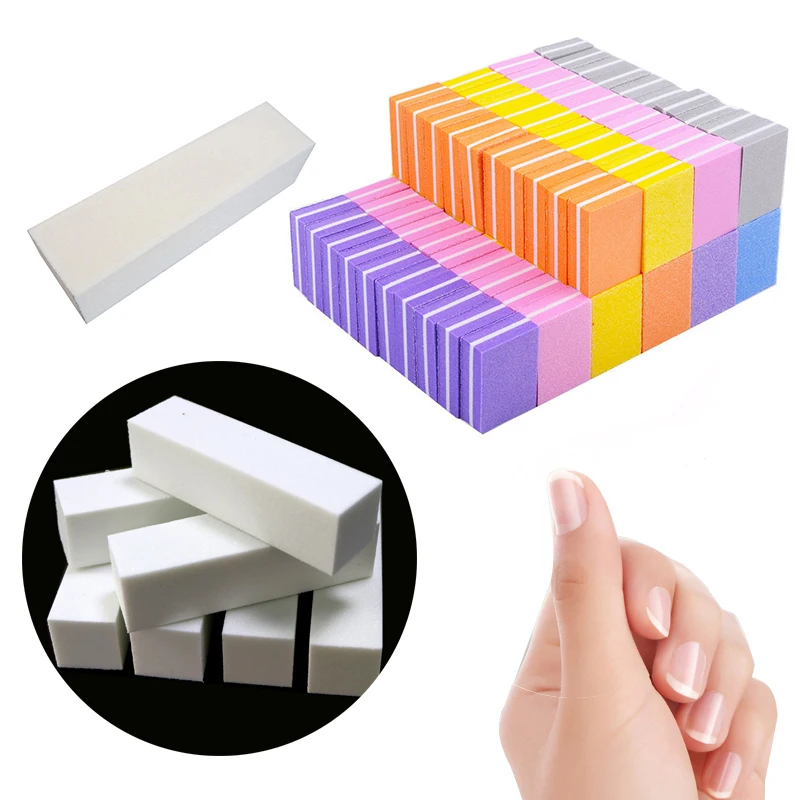 50-8PCS Veelkleurige Spons Nagelvijlen Buffer Nail Buffer Halve Maan Schuurpapier Polijstmachine Salon Nail Art Gereedschap manicure Accessoires