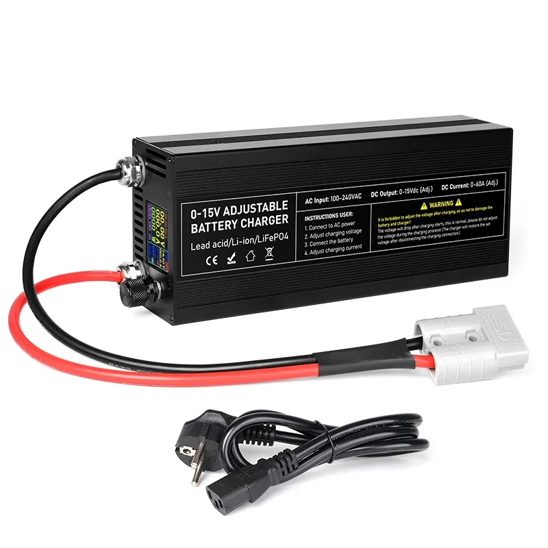 Battery Charger Lifepo4 14.6V 100A Adjustable Charger Lead Acid AGM Gel 12.8V 60A 80A Anti-reverse Car Fast Charger 12V 50A