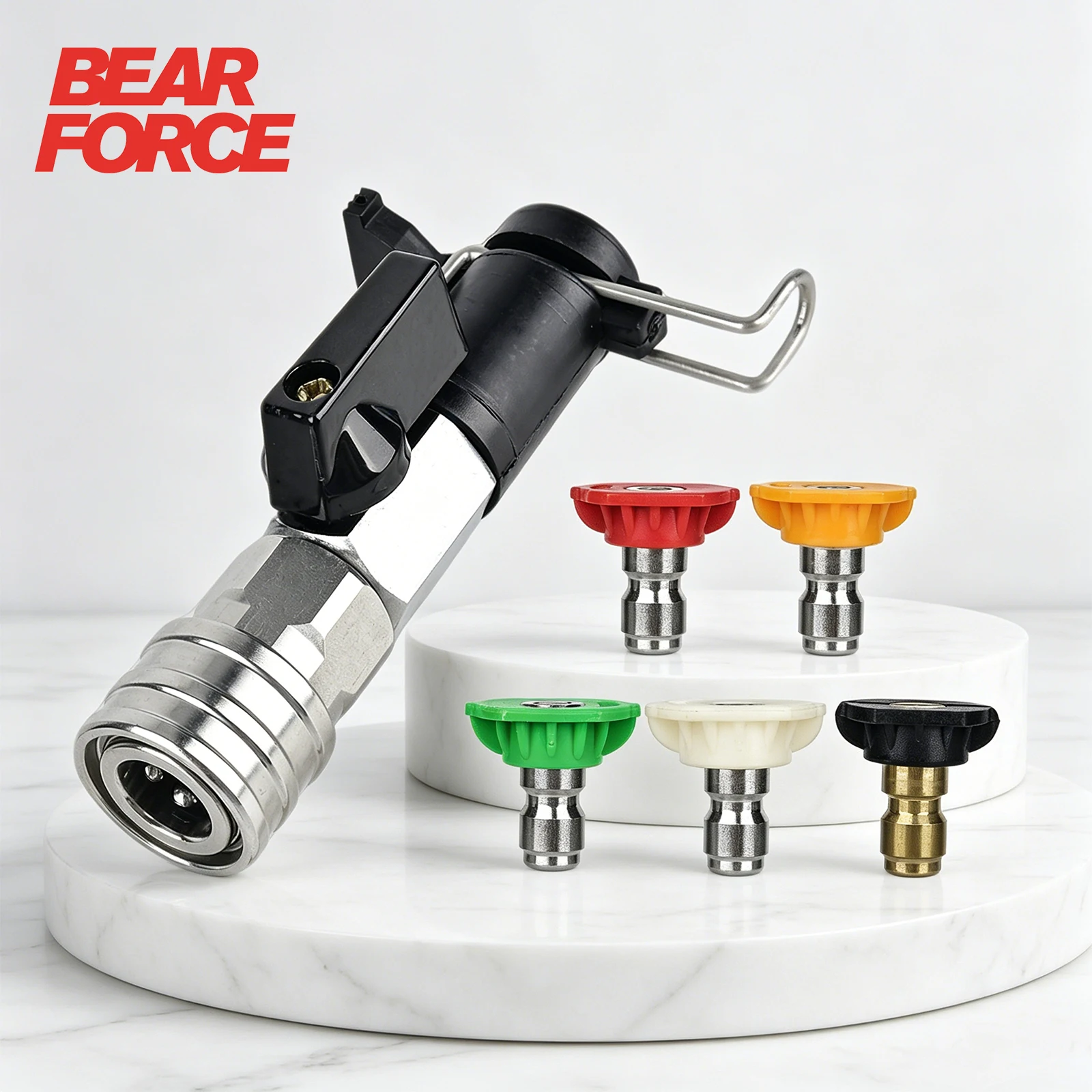 

High Pressure Washer Ball Valve Kit with 5 Spray Nozzles, Convert Water Hose into Nozzle Tips, for Karcher Bosch Nilfisk Lavor