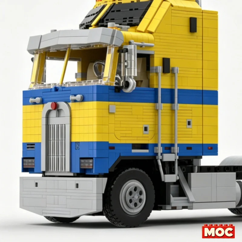 2846Pcs Yellow Blue Customize K100 6X4 Semi Truck Tractor Custom Building Blocks Large Scale Model Educational Assembly Toy Gift view 5