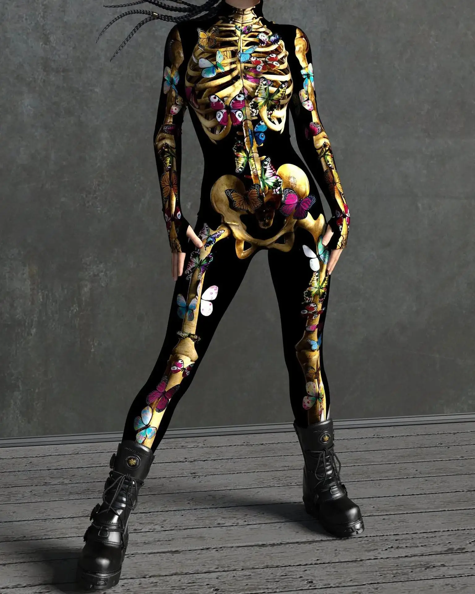 Mechanischer Rüstungs-Roboter-Bodysuit für Frauen, Skelett-Cosplay, Punk-Zentai-Jumpsuit, Kostüm für Halloween-Party, Aufführung, Maskerade – Detail 9