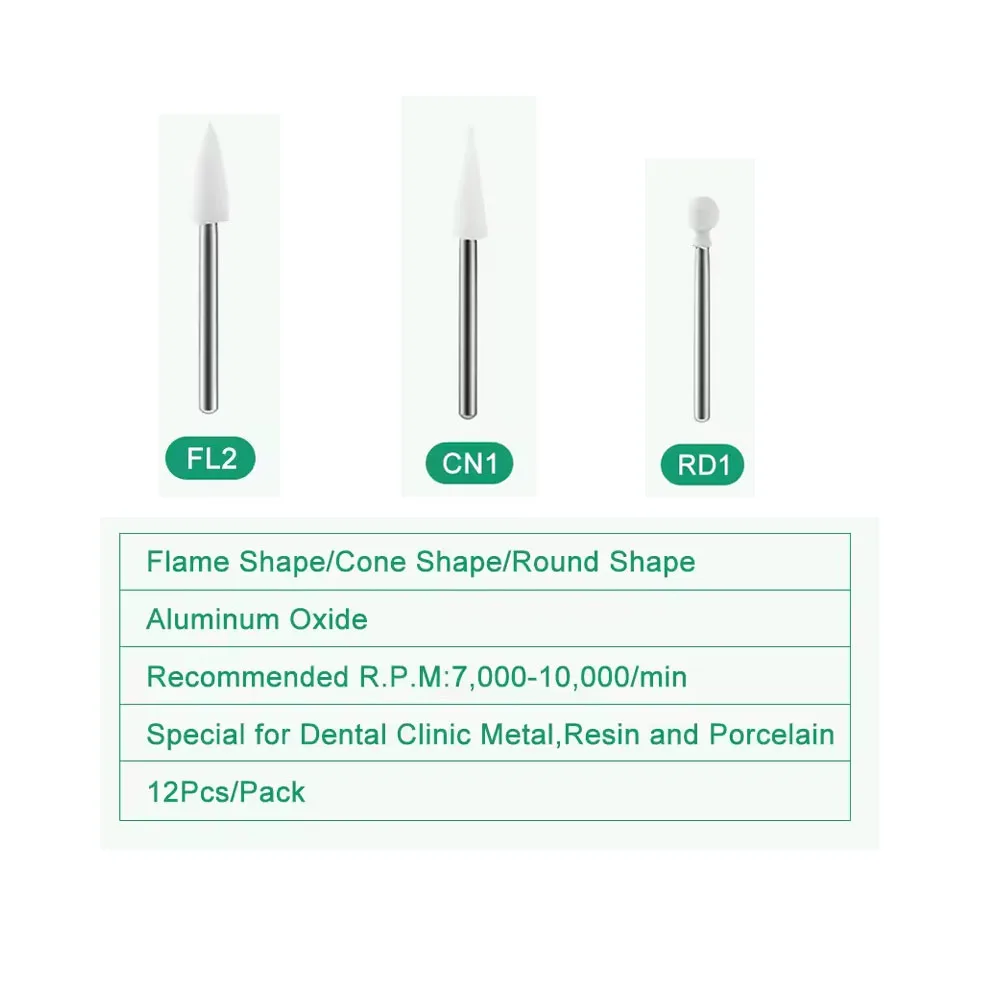 12pcs/box dental flame white stone polishing FG grinding head FL2 /CN1/ RD1 grinding head is suitable for high speed handle