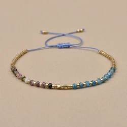 2X3MM Double stone bracelet Nature Stone And Seed Beads Adjustable Bracelets Suitable For Men And Women To Wear Daily Gifts