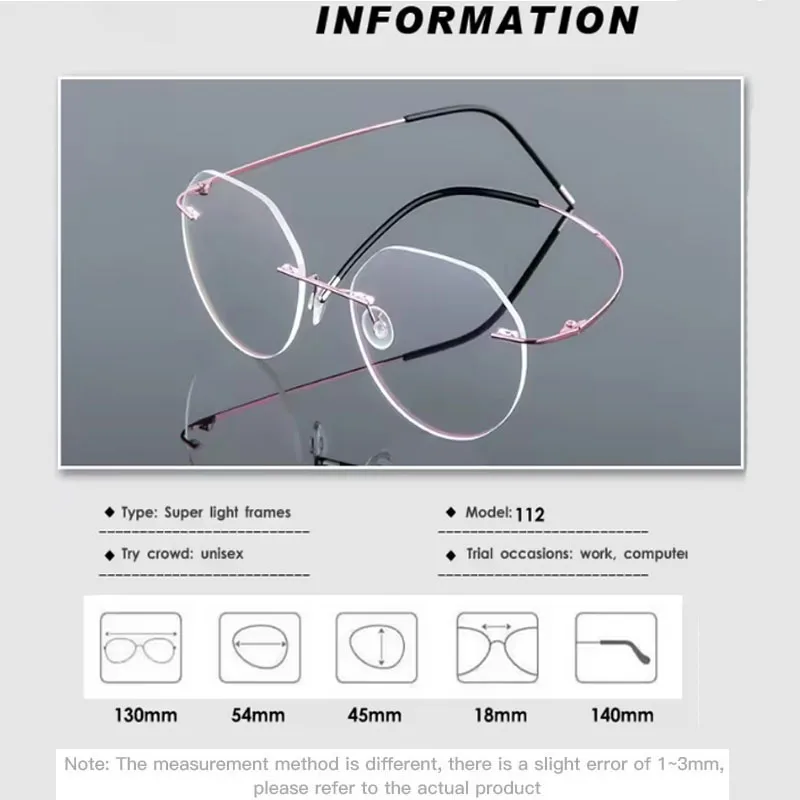 Randlose Memory-Titanlegierung, blaues Licht blockierende presbyopische Lesebrille, Business-Männer und Frauen, leichte verschreibungspflichtige Brillen – Detail 8