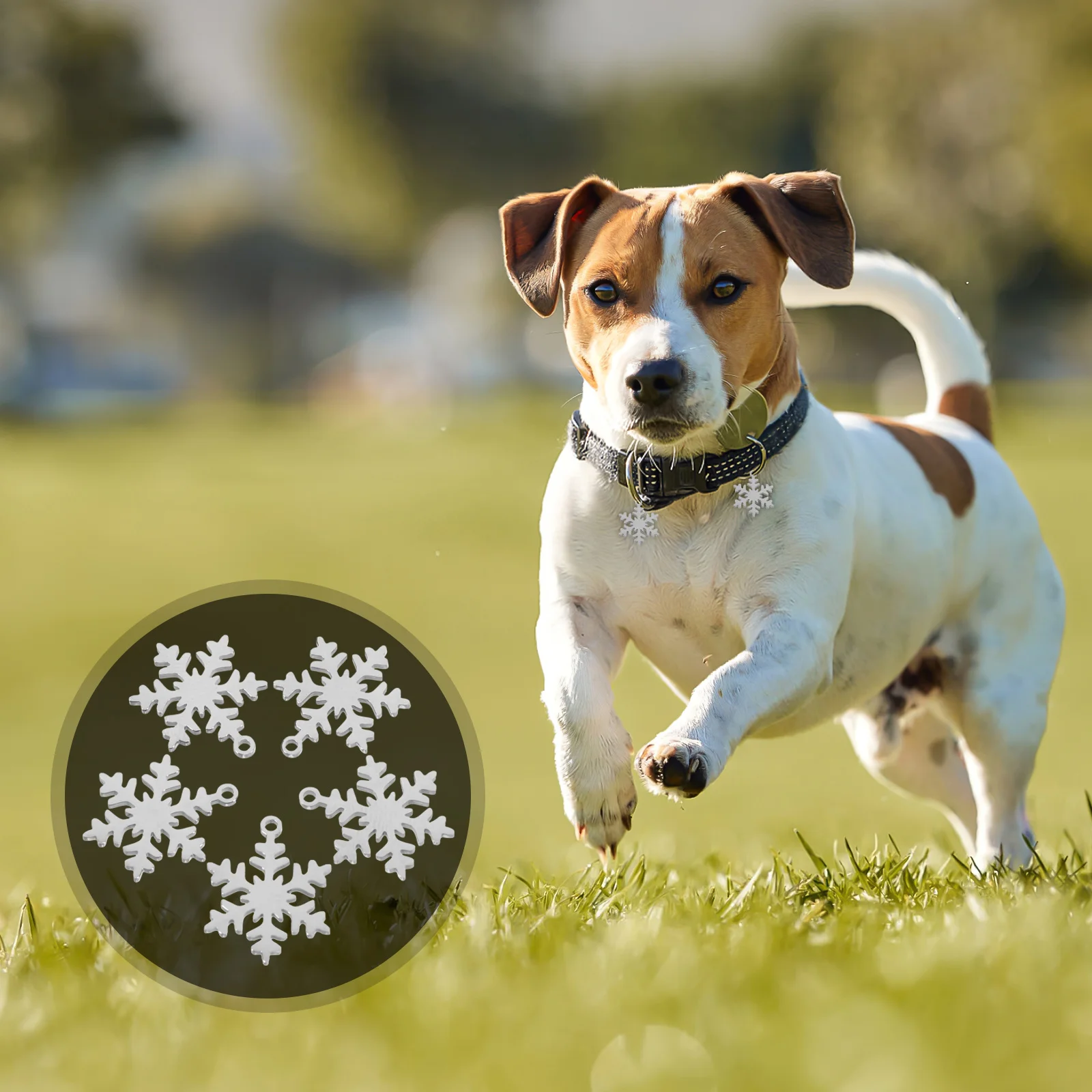 

5pcs Stainless Steel Christmas Tree Snowflake Pet Tags Durable Festive Charms For Dog Collars Compatible With Small Dogs Metal