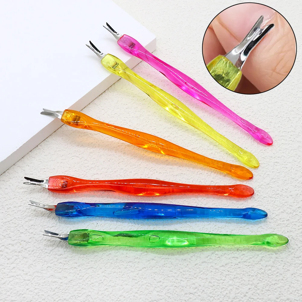 10pcs Transparent Cuticle Pusher 6 Colorful Tools for Perfect Nails High-Quality Metal Tips Manicure Pedicure Nail Art Care Tool