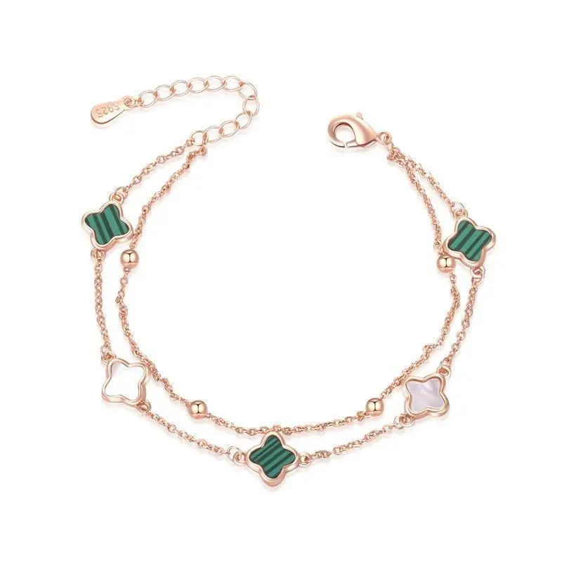 

Браслет Lucky Clover из стерлингового серебра S999, двойные подарки