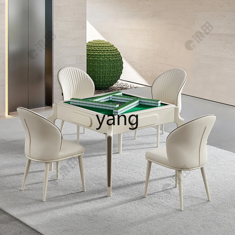 LMM automatic mahjong machine integrated household solid wood dining table dual-purpose induction cooker square table and chairs
