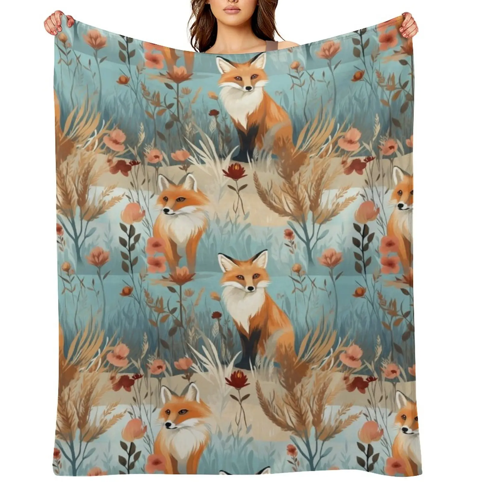 

Fox pattern Throw Blanket Luxury Luxury Brand Furrys Stuffeds Blankets