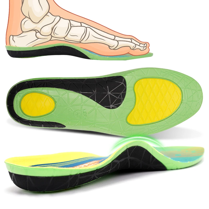 نعل داخلي لتصحيح القدم المسطحة، تصحيح دعم القوس، نعل داخلي رياضي ممتص للصدمات، نعل داخلي من البولي يوريثان عالي المرونة