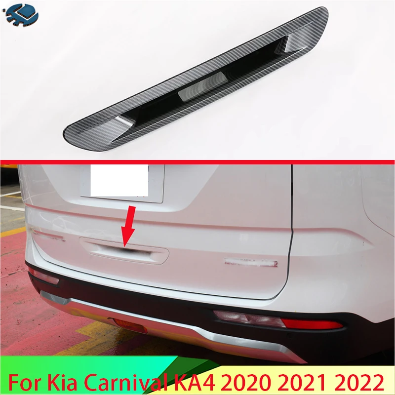 

For Kia Carnival KA4 2020 2021 2022 Carbon Fiber Style Rear Trunk Tailgate Door Handle Bowl Catch Cover Trim Molding Garnish