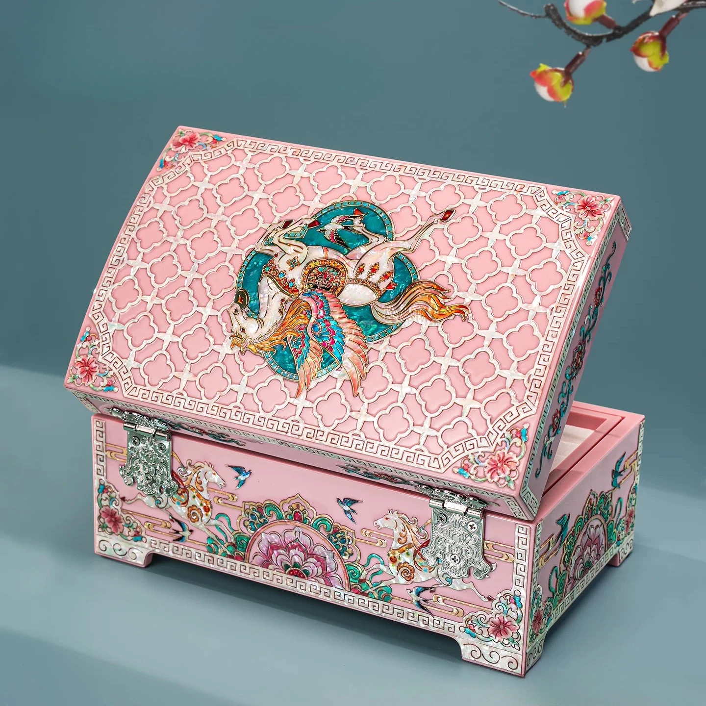 Chinese Lacquer Jewelry Box Intangible Cultural Heritage Earring Organizer Wedding Birthday Gift
