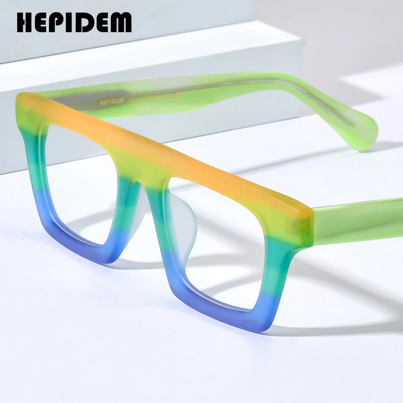 

HEPIDEM Acetate Glasses Frame Men 2024 New Women Fashion Square Eyeglasses Spectacles Eyewear H9374