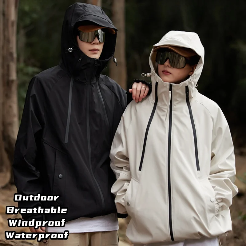 Autumn Winter Triple Defense Punching Jacket Outdoor Travel Sports Waterproof Windproof Jacket Breathable Patchwork Stripe