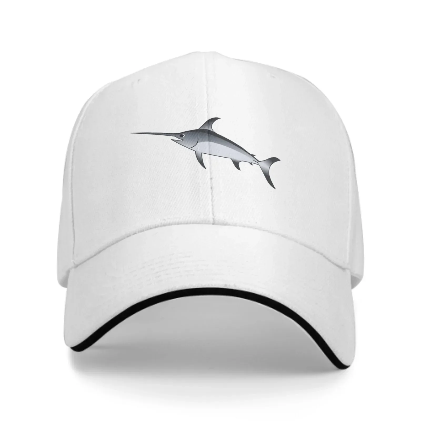 Adjustable Fashion Wild Caps Swordfish Print Washed Sandwich Caps Sports Outdoor Baseball Hat