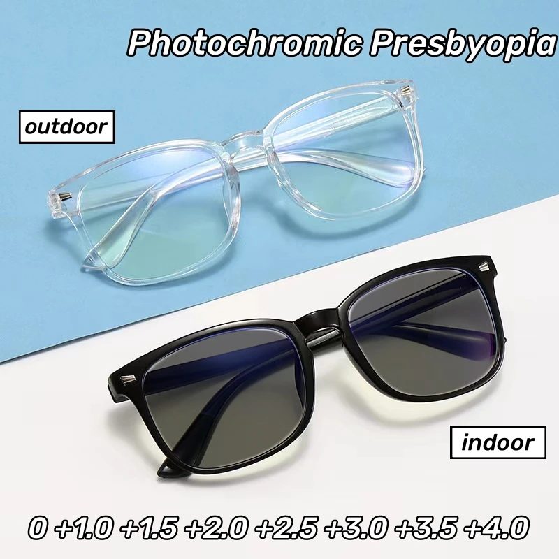 

2024 New Retro Photochromic Reading Glasses High-definition Elderly Color Changing Glasses Anti Blue Light Presbyopia Glasses