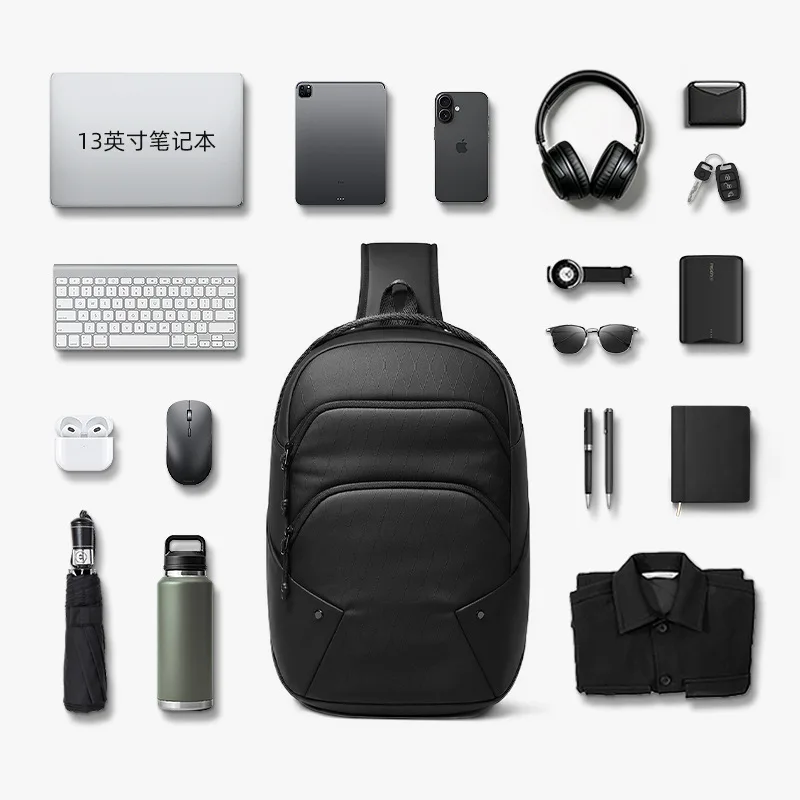 Business Crossbody Bag Waterproof Men's Shoulder Bags Chest Pack Large Oxford Side Bag for Men Leisure Satchel