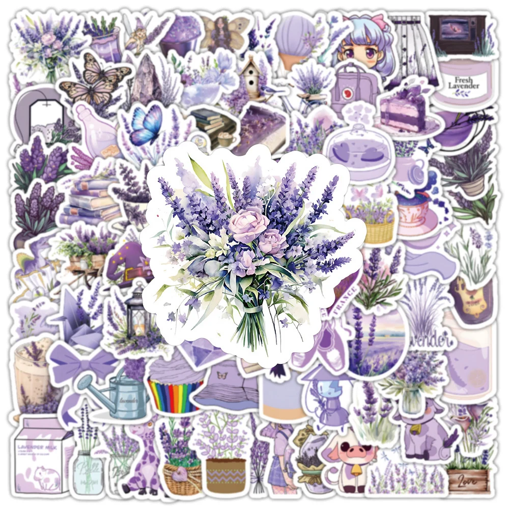 10/30/50/100pcs Kawaii Purple Lavender Cartoon Creative Girl Stickers Laptop Suitcase Phone Fridge Stationery Sticker Kids Toys