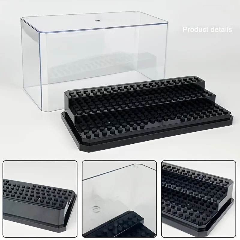 Dustproof Stackable Acrylic Display Box with Black Base for Lego Building Blocks Action Figure Toys Collectible Spare Parts