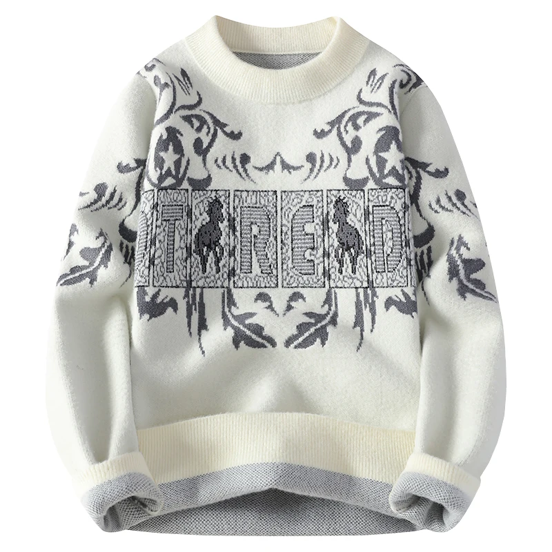 

Мужской теплый вязаный свитер Thiened, осень-зима, новый Sle с кисточками и цветочным узором, основа для подростков, молодежный полиэстер, нейлон