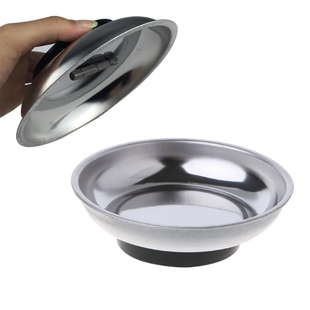 Round Magnetic Parts Tray Bowl Dish Stainless Steel Garage Holder Tool Organizer Drop Ship