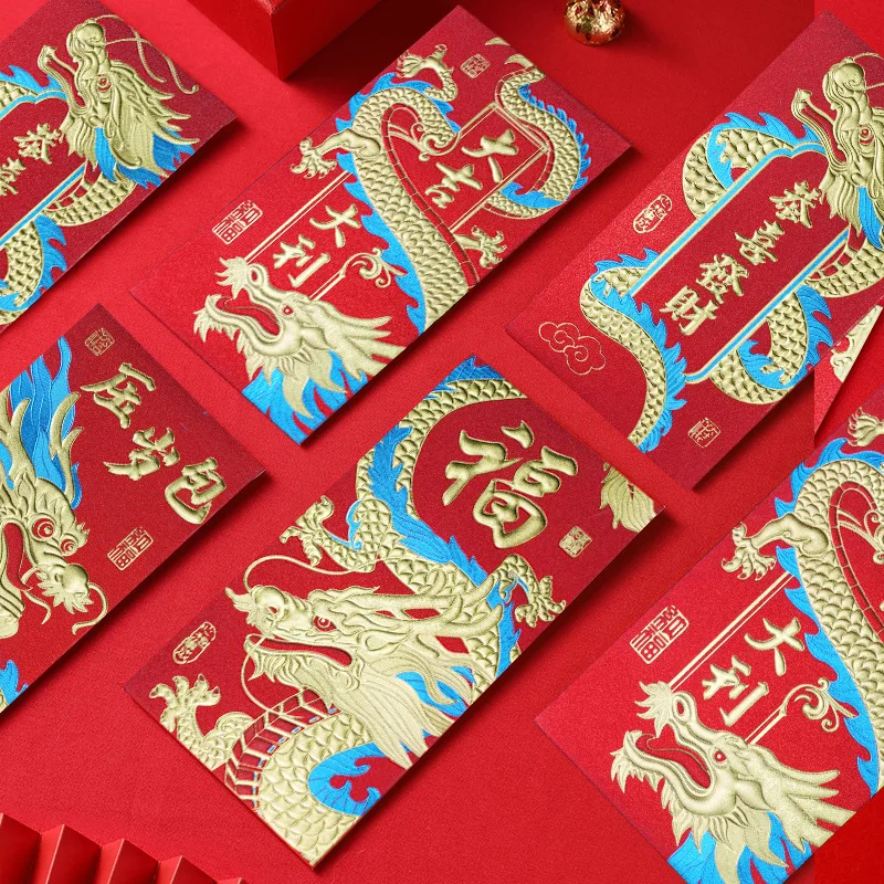 6pcs 2024 Spring Festival Dragon Red Pocket Chinese New Year Red Envelope Luck Money Red Bag