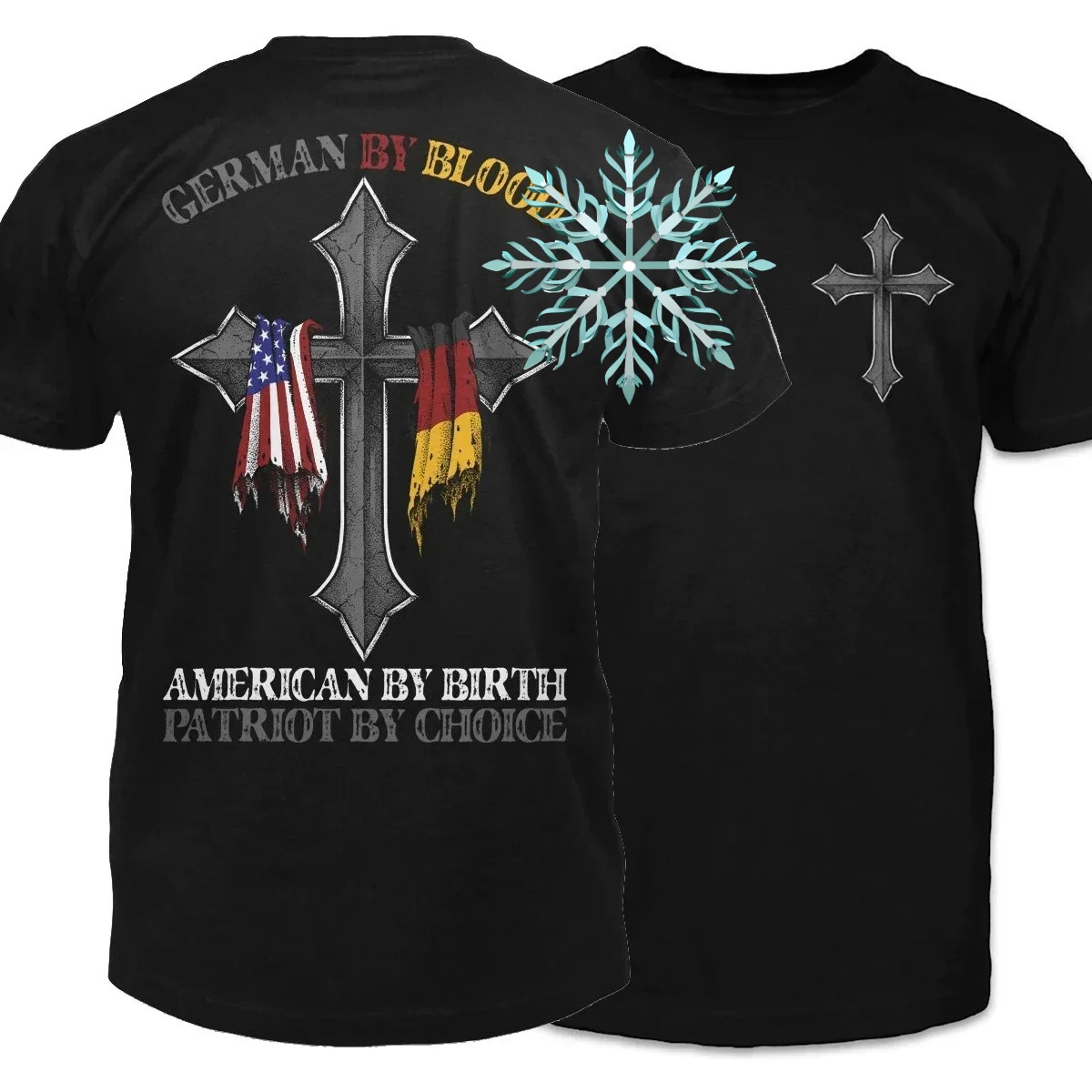 German By Blood, American By Birth, Patriot By Choice. Cross Flag T-Shirt. Summer Cotton O-Neck Short Sleeve Men's T Shirt New