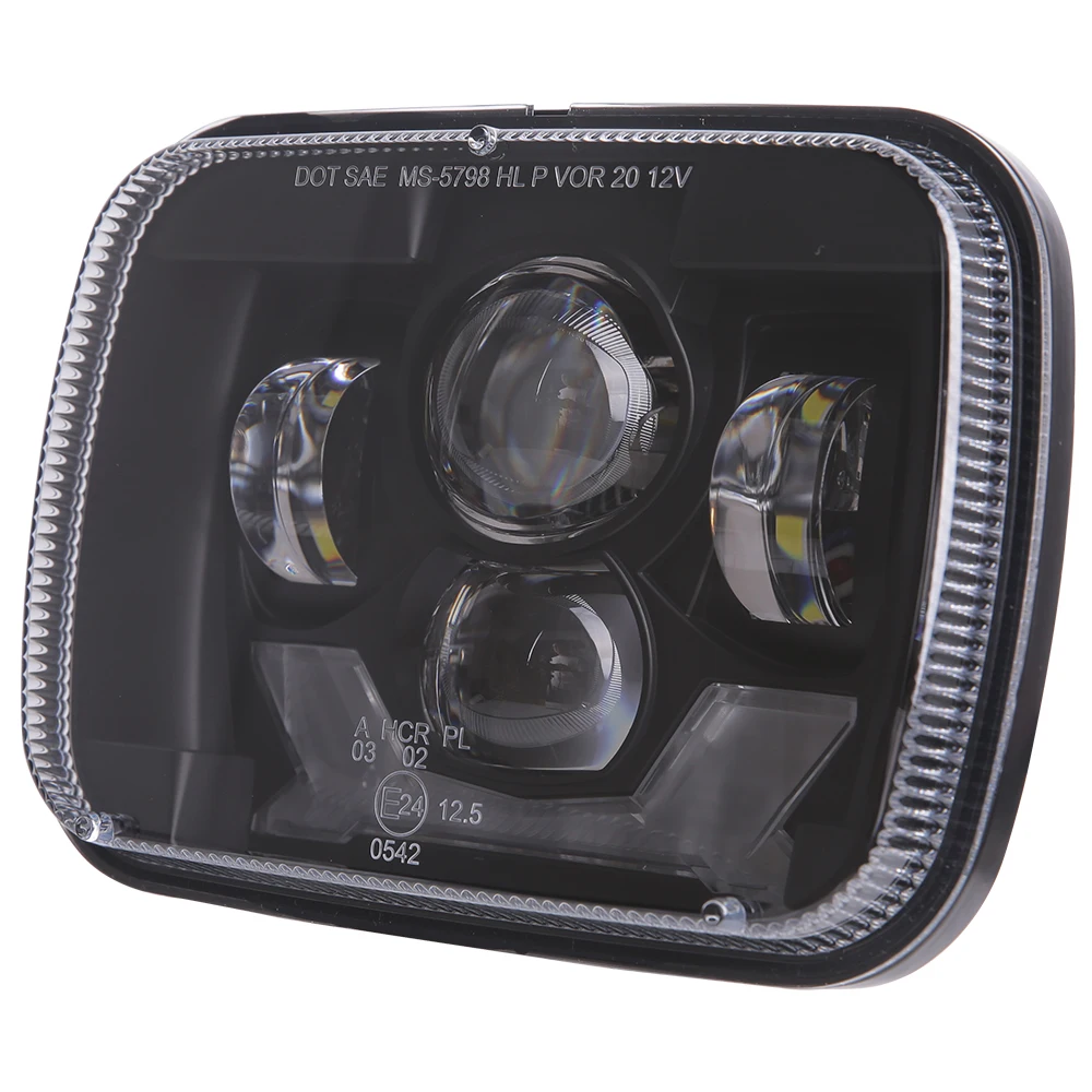 5x7 Inch Square Right Hand Drive LED Headlight with DRL and Turn Signal Light for Jeep Cherokee XJ