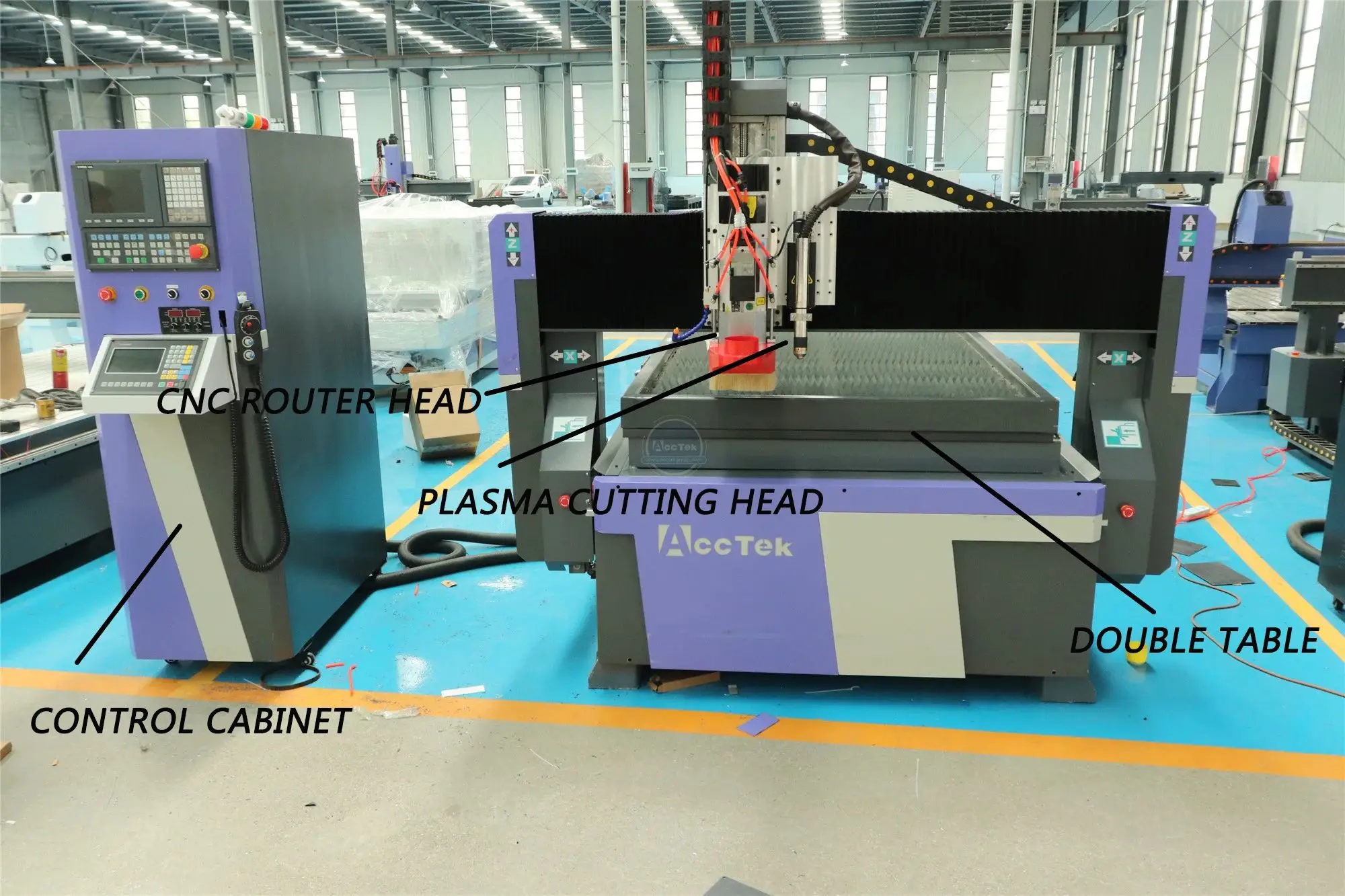 Double Heads CNC Router 1325 Combining Metal Cutting Plasma Machine for Cutting Wood and Metal Materials