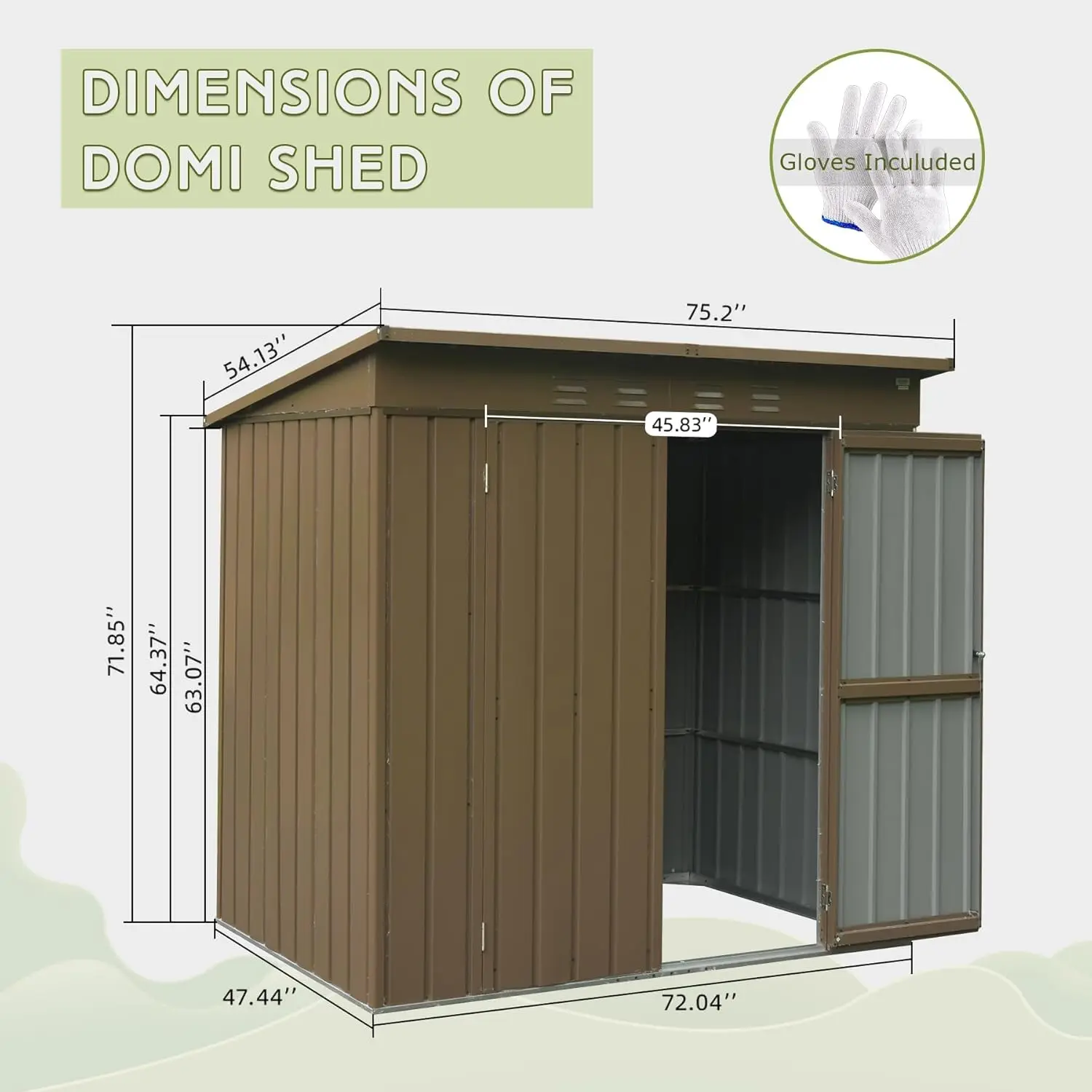 6X4Ft Outdoor Metal Storage Shed, Storage Tool Sheds Tool Sheds With Lockable Double Door, Waterproof Steel Storage House For