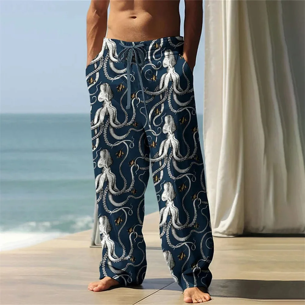 Creative new straight leg pants with octopus print classic elegant loose pants for men's super street top pants