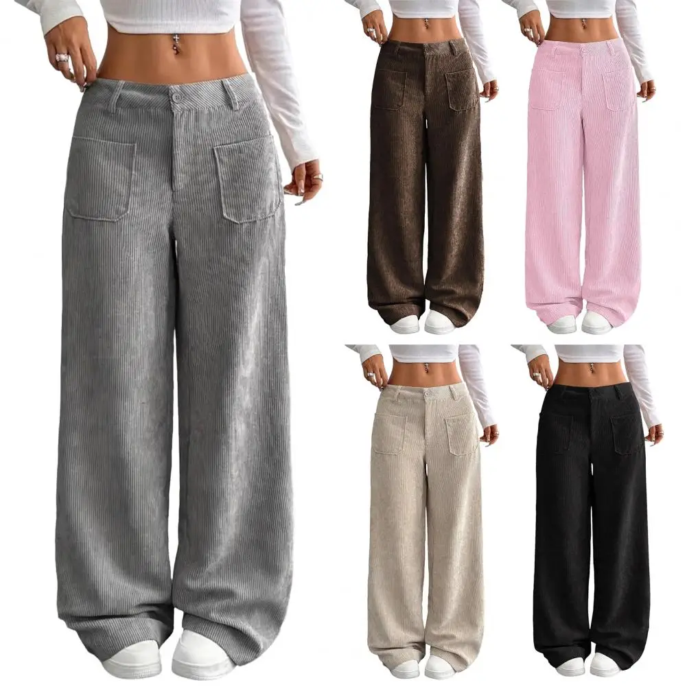 سروال قصير للنساء بالازو بأزرار سفلية عالي الخصر ثنيات بدلات سروال مكتب سيدة فضفاض بنطلون مستقيم غير رسمي #5