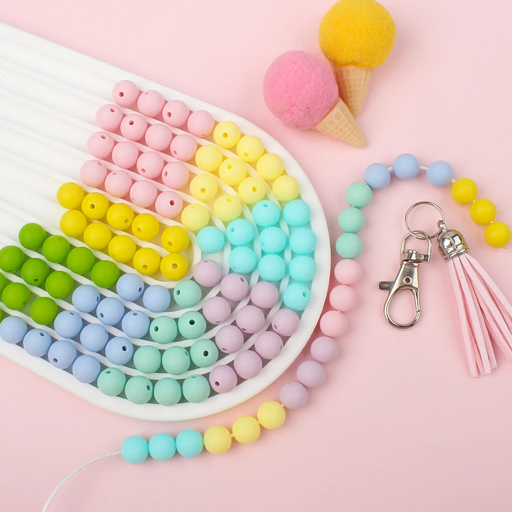 20/50/100/500/800Pcs 15MM Silicone Beads Round Spacer Bead For Jewelry Making DIY Keychain Necklace Food Grade Accessories